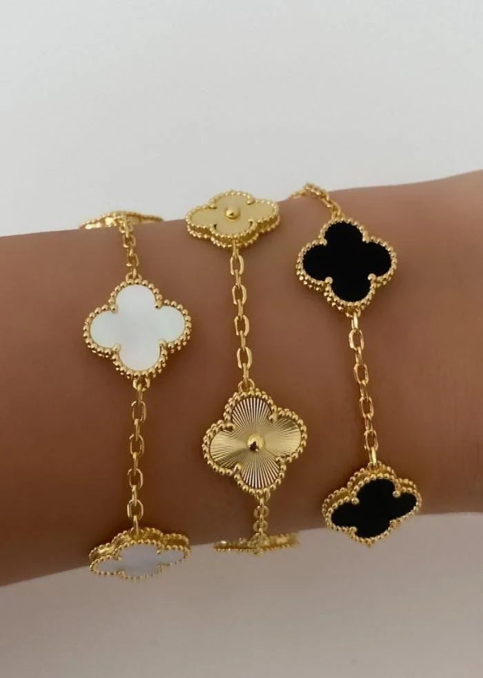 Aura Clover Bracelet — Gold + White
