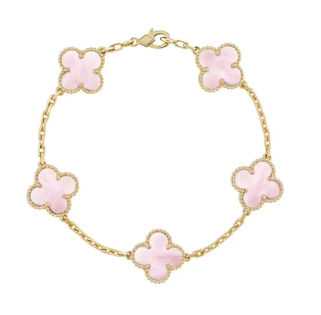 Aura Clover Bracelet — Gold + Pink