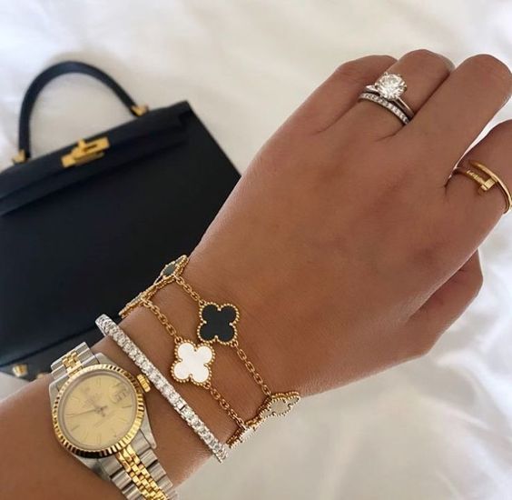 Aura Clover Bracelet — Gold + White