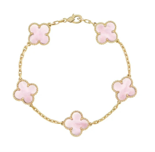 1 Clover Bracelet — Gold + Pink