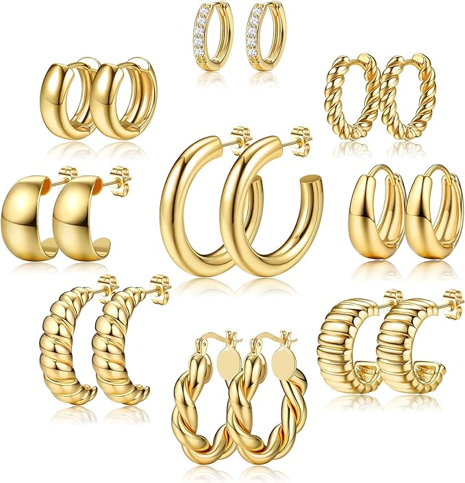 Pairs Gold Hoop Earrings