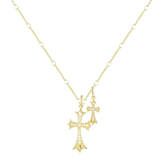 Amos Cross Necklace - Gold