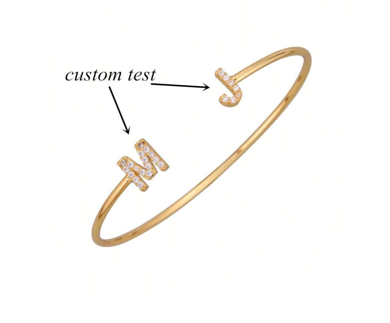 Classy Custom Initial Bangle - Gold