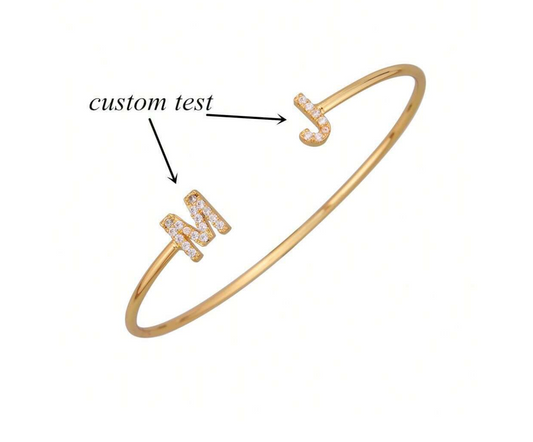 Classy Custom Initial Bangle - Gold