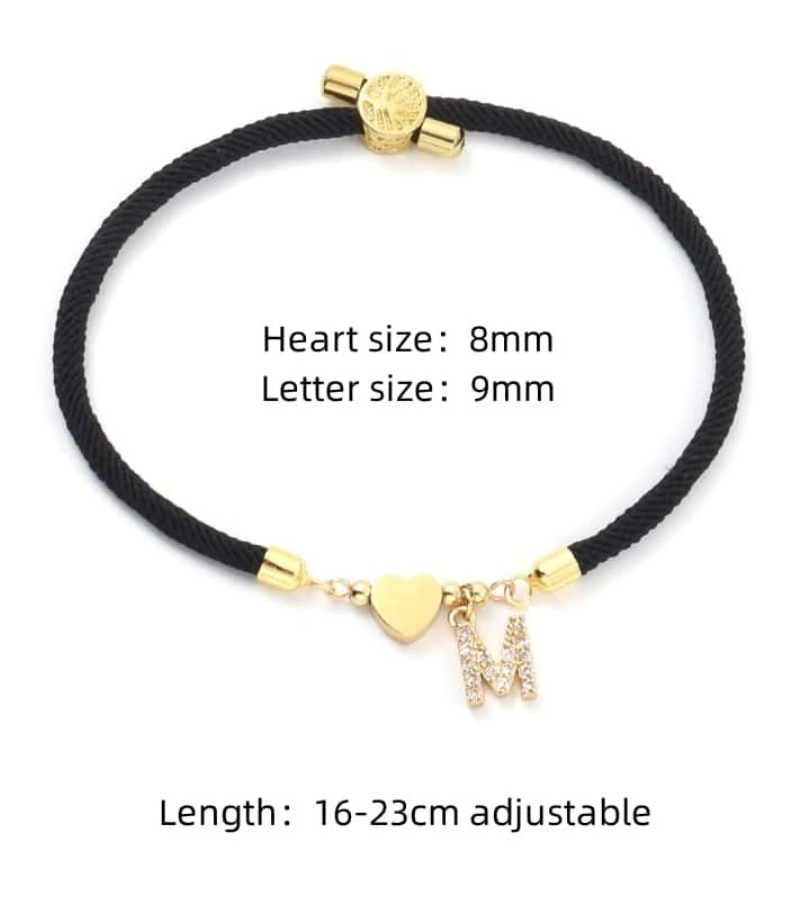 Cute Initial Bracelet - Black